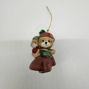 Vintage Jasco Caring Critters Chimer Piggyback Bears Bell Christmas Ornament